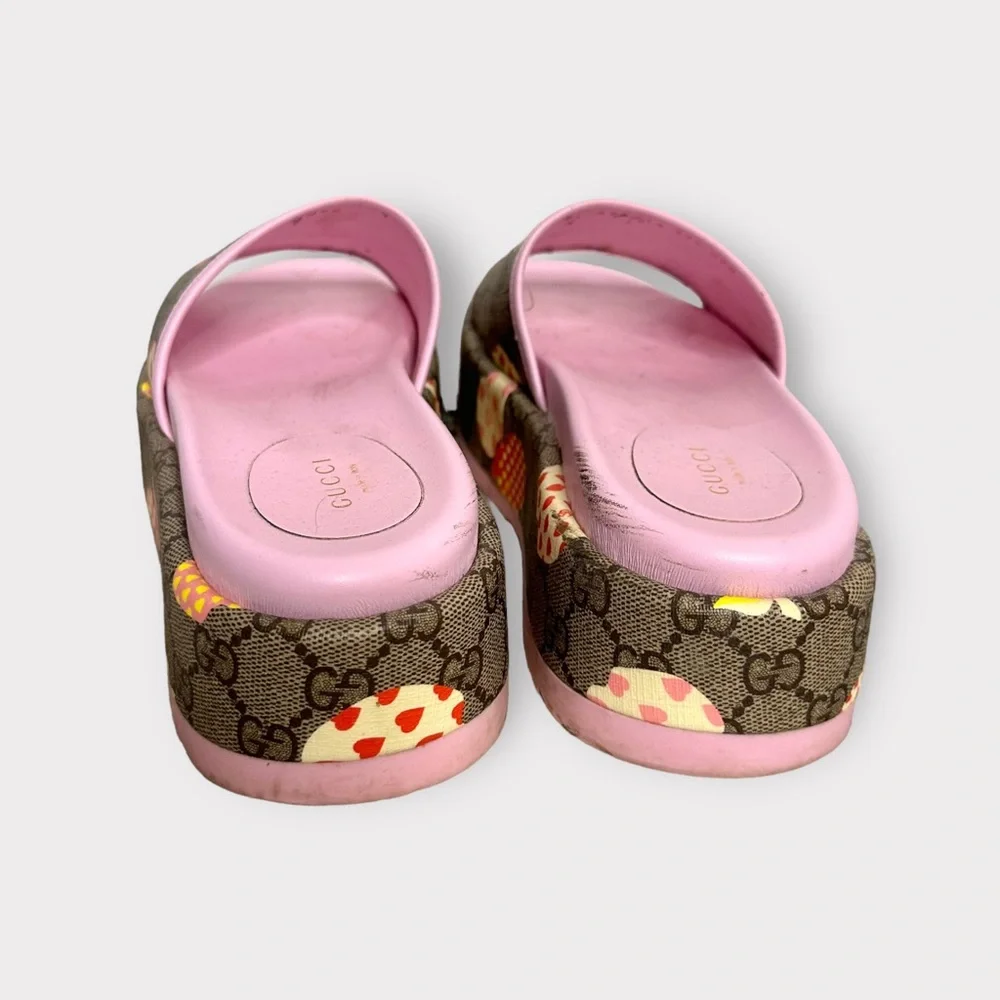 Gucci Les Pommes, designer, platform, novelty print limited edition slides